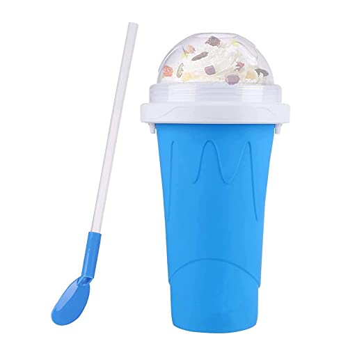 TIK TOK Slushie Maker Cup, Slushy Maker Ice Cup Frozen Magic Squeeze Cup Cooling Maker Cup Freeze Mug Milkshake Smoothie Mug, Portable Squeeze Ice Cup for Everyone (Blue)