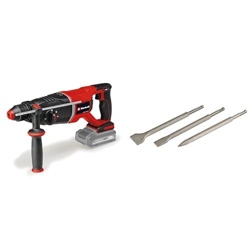 Einhell Professional Martillo perforador con batería TP-HD 18/26 D Li BL-Solo Power X-Change (18 V, sin escobillas, 2,6 J, SDS-plus, mecanismo de impacto neumático, maletín, ) + Set de cinceles SDS
