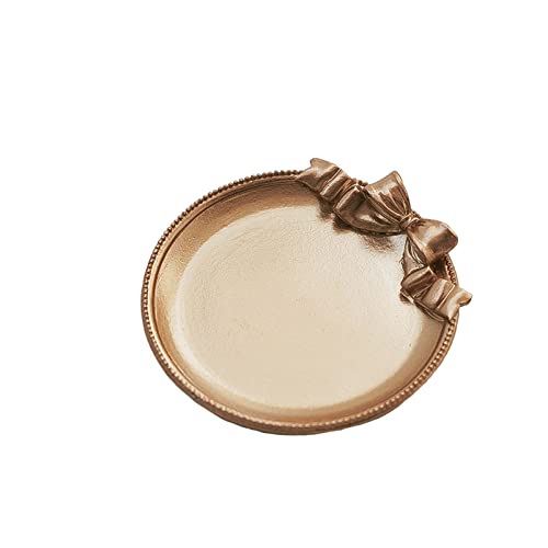 51buyoutgo Rose Gold Round Candle Plate, Decorative Candle Display Tray Dish Mat Plate Coaster, Small Rose Gold Candlestick Candle Holders Plate Set for Living Room Tables Home Decoration Bedroom