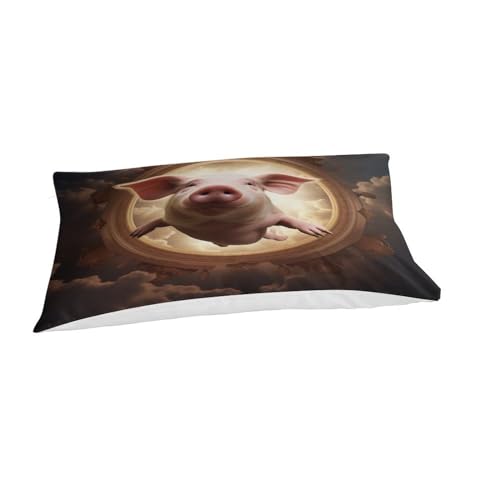 Housse de couette cochon 3D en microfibre douce anti-transpiration pour lit simple