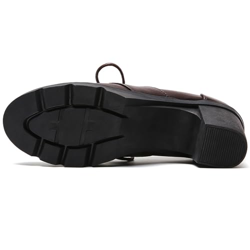 WUIWUIYU Women's Classic Lace-up Platform Chunky Mid-Heel Dress Oxfords Casual Work Pump Shoes4