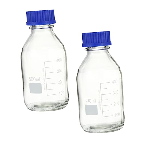 NAMOARLY Chemistry Lab Reagent Bottles 2pcs 500ml Wide Mouth Lab Bottles Sample Sealing Cap