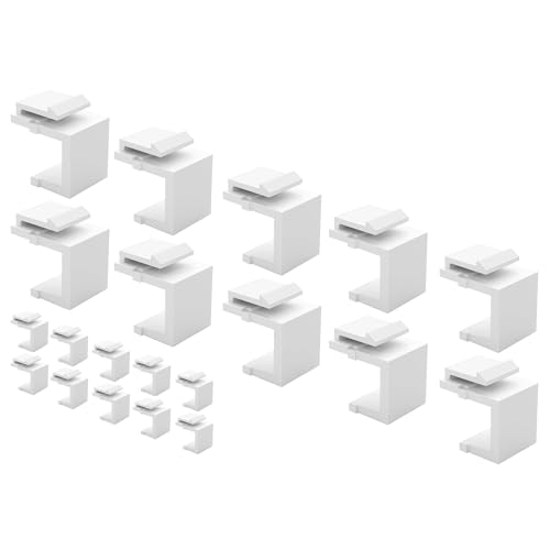Jadaol 20-Pack Blank Keystone Jack Inserts, Keystone Port Dust Covers, Filler Plug Inserts for Keystone Wall Plates & Patch Panels, White