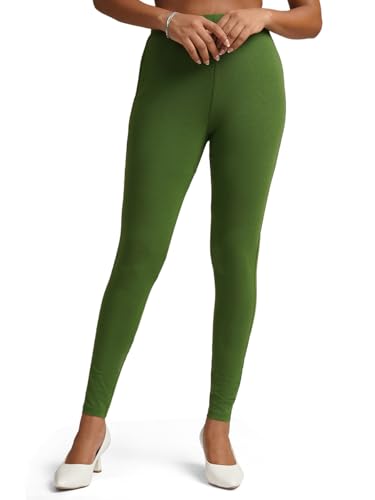 Image of ONE SKY Women Full Length Leggings | Cotton Modal Spandex Blend | High Waist Stretchable & Bio-Washed Fabric | Colour-Lock Technology | Comfortable Leggings for Women