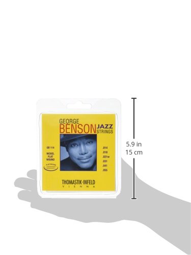 Thomastik-Infeld Gb114 Jazz Guitar Strings: George Benson 6 String Set - Pure Nickel Flat Wounds E, B, G, D, A, E Set #TOP2