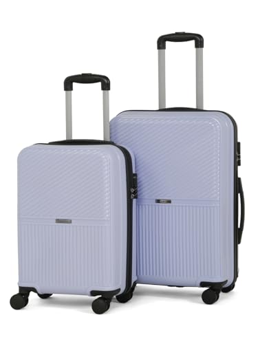 Image of Teakwood Set of 2 8 Wheels Trolley Bag, Hard Cabin with Zipper Closure, Adjustable Push Button & Cross Side Strap, Number Lock System 360 Degree (Set of 2, Lavender)