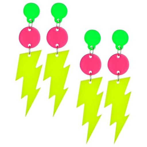 2 Pares Pendientes de Neón para Mujer Acrílico Pendientes de Borla de Neón Años 80 y 90 Pendientes de Gota Retro Halloween Pendientes Colgantes para Fiesta Temática Halloween Navidad (Amarillo) | Ya disponible en tu tienda friki favorita! En mundofriki.es!