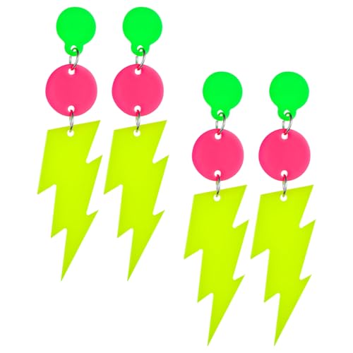2 Pares Pendientes de Neón para Mujer Acrílico Pendientes de