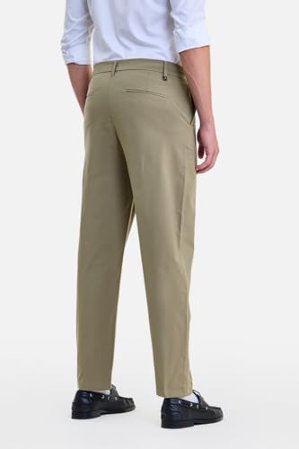 Image of SNITCH Men Formal Trousers | Regular Fit Pleated Front with Turned-Up Hem | Polyester Blend & Medium Stretch Fabric for Office & Winter Wear
