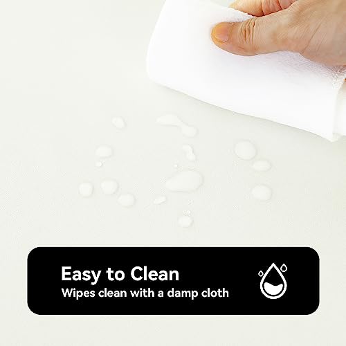 Image of Romanstile 100% Waterproof PVC Tablecloth, Rectangle Oil Spill Proof Stain Resistant Vinyl Table Cloth, Wipe Clean Plastic Table Covers for Kitchen /Dining /Parties - 60 x 102 Inch, Ivory