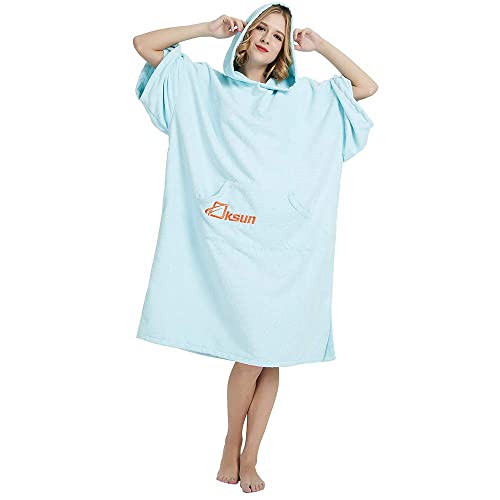 Changing Robe Towel Poncho with Hood for Beach, Swimming, Surfing One Size Fit All - Thumbnail 3