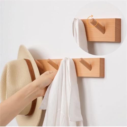 Perchero de pared de madera sin clavos para dormitorio 6