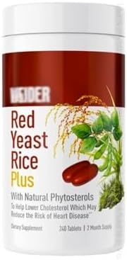 Arroz de levadura roja Plus 1200 mg (240 tabletas - Paquete económicosuministro de dos meses) con 850 mg de fitoesteroles vegetales y microalgas -