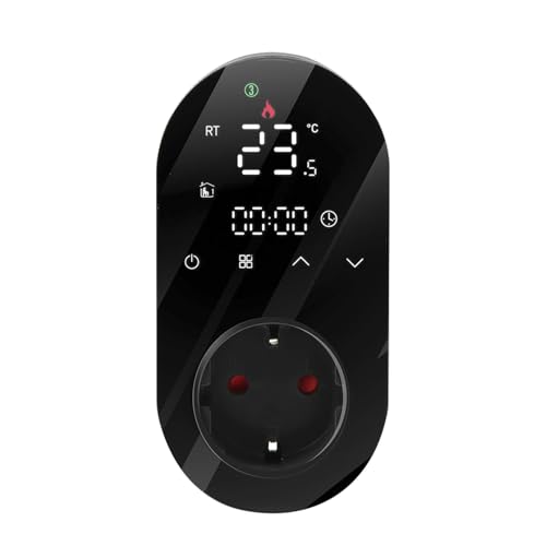 Luocute Smart WiFi Plug in Thermostat APP Remote Voice Control Energy Saving Mode Compatible with Electric Heating Equipment for Home Greenhouse Reptile Enclosure (Black)