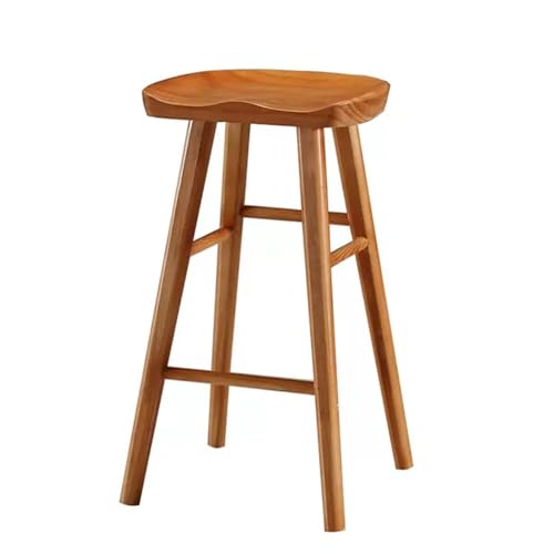 Taburete alto de madera maciza con respaldo para cocina, de roble y comedor, de 30 pulgadas de altura, color teca (tamaño: 55 cm)