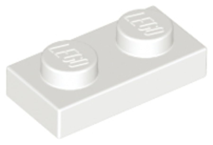 LEGO Plate 1 x 2, Part 3023, Building Brick Component (White, 100, Bricks) โ image 1