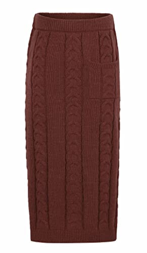 Image of CHARTOU Women's Winter Chunky Cable Knit Long Skirt 2 Piece Outfit Sweater Sets