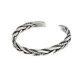 Ciieeo Pulsera Abierta de Plata S925 Trenzada Estilo Retro para Hombre y Mujer, Brazalete Vintage de Moda, Decoración de Brazo Artesanal para Uso Diario y Ocasiones Obsequios