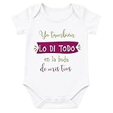 Miss Chapas | Body Bebé Boda “Yo También Lo Di Todo en la Boda de Mis Tíos” con Tarjeta Personalizable – Regalo Original para Sobrinos | Ropa Bebé Divertida | 100% Algodón | 6 meses