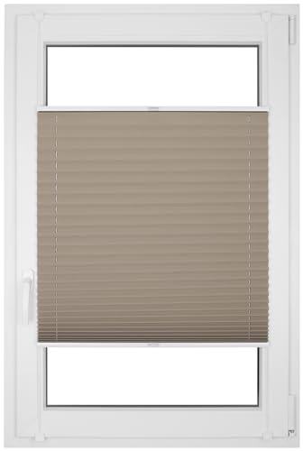 RENA Plissee ohne Bohren - Verdunklungsplissee - Klemmfix - Plisseerollo - Sonnenschutzrollo - Fensterdeko - Tan 80cm x 220cm