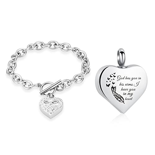 zeqingjw Infinity Heart Cremation Bracelet for Ashes - Stainless Steel Urn Bangles for Pet/Human Ashes - Memorial Keepsake Ash Jewelry