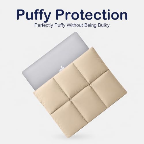 Image of ProElite Puffy Tablet Sleeve Case Upto 13.3 inch for Galaxy Tab S10 Fe+ /S9 FE+ /S7+ /S8 Plus /S9 Plus /S7 FE 12.4 inch, iPad Pro 12.9 inch, MacBook Air /Pro Retina, Microsoft Surface Pro 4 /5 /6 /7 /8 /9, Sand