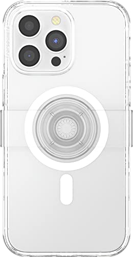 PopSockets: iPhone 14 Pro Max Case for MagSafe with Phone Grip and Slide, Wireless Charging Compatible - Clear