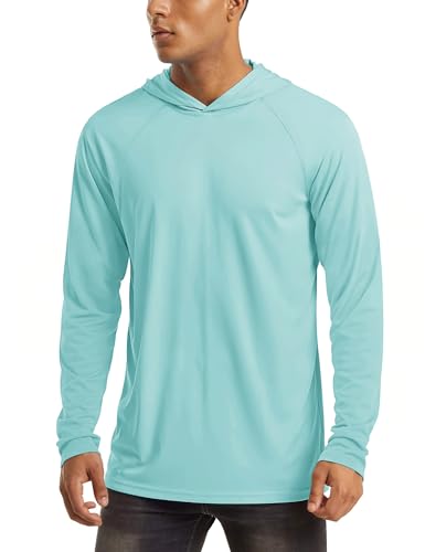 Image of MAGCOMSEN Men's Hooded UPF 50+ Sun Protection T Shirts Long Sleeve Athletic Fishing Shirts Rash Guards