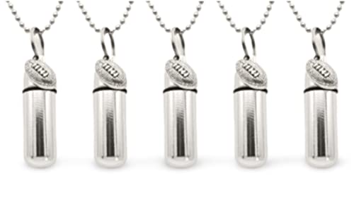 Set of 5 FOOTBALL CREMATION URN Necklaces, Custom Engravable, Handmade, Memorial Keepsake, Mourning Jewelry