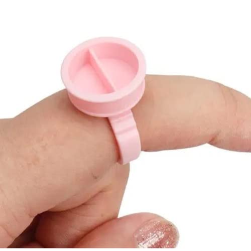 50 PCS Eyelash Glue Holder Nail Art Polish Holders Disposable Plastic Glue Rings Extension Adhesive Pigment Holders Tattoo Individual False Eyelash Beauty Tool (Large With Divider Holder)