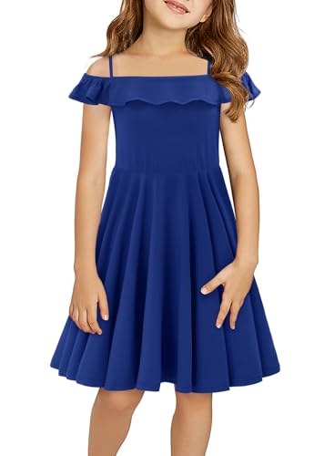 Yoklass Girls Dress Casual Round Neck A Line Ruffle Sleeve Knee Length Dresses 4-13 Years2
