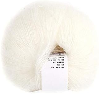 26g/Roll Soft Angora Mohair Yarn Long Wool Knitting Yarn with A Crochet for Garments Scarves Sweater Shawl Hats and Craft Projects(white)