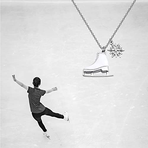 Skater Necklace Ice Skate Necklace White Enameled Figure Skating snowflake Pendant Team Sport Skater Jewelry for Skate Lovers - Thumbnail 7
