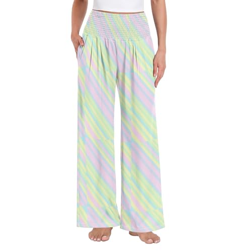 Pantalon stretch avec poches pour femme coupe ample à motif abstrait