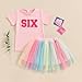 Gureui 6 Year Old Toddler Girl Birthday Outfit 6 Print Short Sleeve Shirt 6th Tutu Skirt Summer Clothes