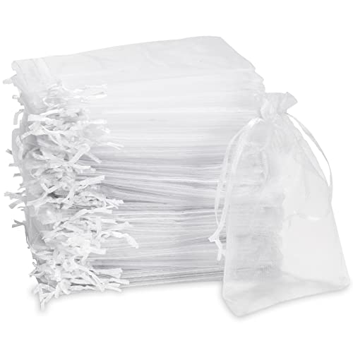 Carehabi   Bolsas de organza, regalo para joyas, boda, saquitos de lavanda (10 x 15 cm, blanco).