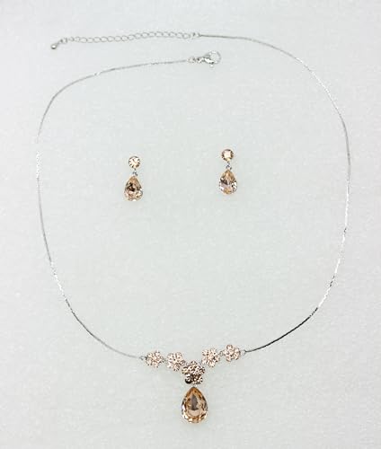 Image of Faship Gorgeous Rhinestone Crystal Floral Necklace Earrings Set
