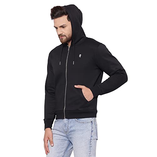 Image of Red Tape Men's Black Solid Hoodies