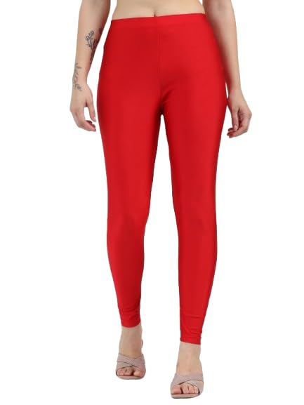 Image of Women's Nylon Shimmer Leggings | Ankle Length | Slim Fit | Stretchable Spandex Leggings | Shiny Finish | Casual Wear & Special Occasion