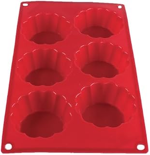 PLBM010S Baking Mold, 3-7/10 oz., -40° - 550°F Temperature Range, (6) brioche Cavities, Flexible, Unbreakable, Non-Stick, Stain Resistant, red