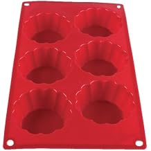 A-to-Z Supply PLBM010S Baking Mold, 3-7/10 oz.,40 - 550F Temperature Range, 6 brioche Cavities, Flexible, Unbreakable, Non-Stick, Stain Resistant, red
