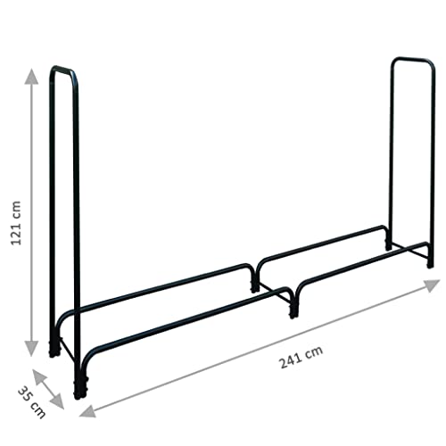 Loywe Kaminholzregal aus Metall Brennholzregal Feuerholzregal Kaminholzunterstand Kaminholzlager Stapelhilfe Aussen in Schwarz (121 x 35 x 241 CM)-2