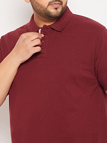 Image of Club York Men Cotton Blend Half Sleeve Polo Neck Solid Plus Size T-Shirt