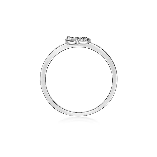 Lavari Jewelers 1/25 Carat Natural Diamond Heart and Cross Love Waits Purity Ring for Women I 925 Sterling Silver (H-I, I2-I3, 0.04 cttw) Promise Ring for Her I Engagement Band Size 5 to 94