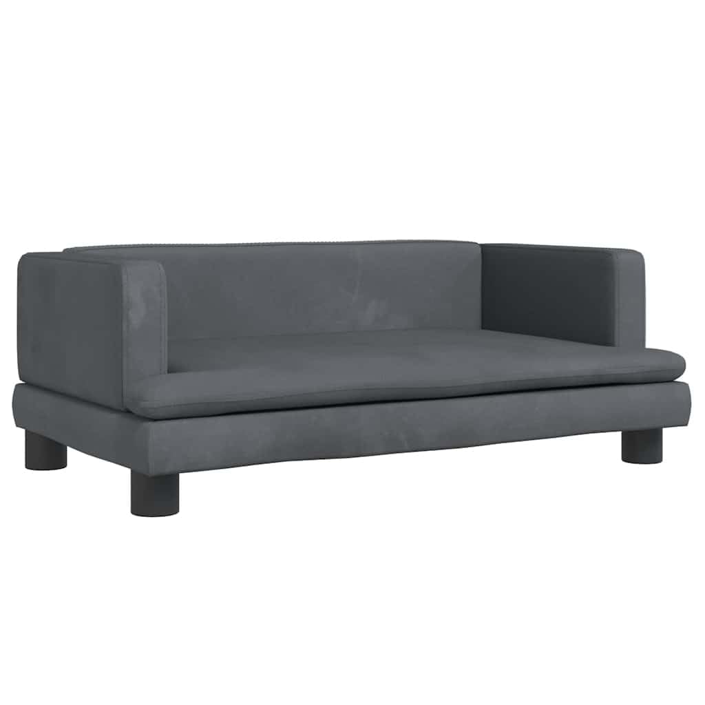 vidaXL Lit pour Chien, Canapé pour Animaux de Compagnie avec Cadre en Bois, Panier pour Chiots Maison Intérieur, Gris Foncé 80x45x30 cm Velours