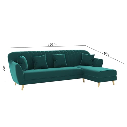 Image of Atticus RHS 6 Seater L Shape Sofa Set for Living Room (Pine Fabric) Premium Fabric Sofa Set