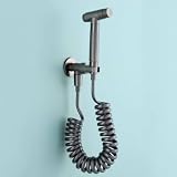 FQYEP Ducha Higienica para WC Grifo WC Higienico Latón con Manguera para Limpieza De Inodoros/Limpieza De Mascotas,Gris Pistola