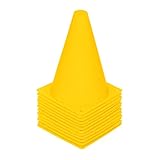 REEHUT 7.5 Inch Plastic Sport Training Traffic Cone (Set of 12, Yellow)