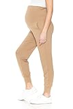 Leggings Depot Women's Maternity Pants Over The Belly Pregnancy Joggers Casual Lounge Pants (Khaki, Medium)