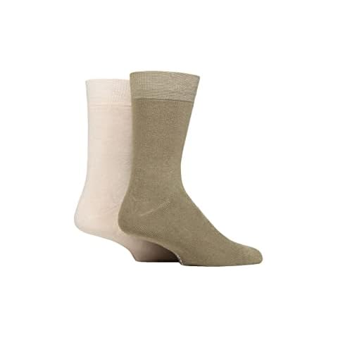 Glenmuir Mens Bamboo Cushioned Leisure Socks Pack of 2 Green / Stone 7-11 Cover